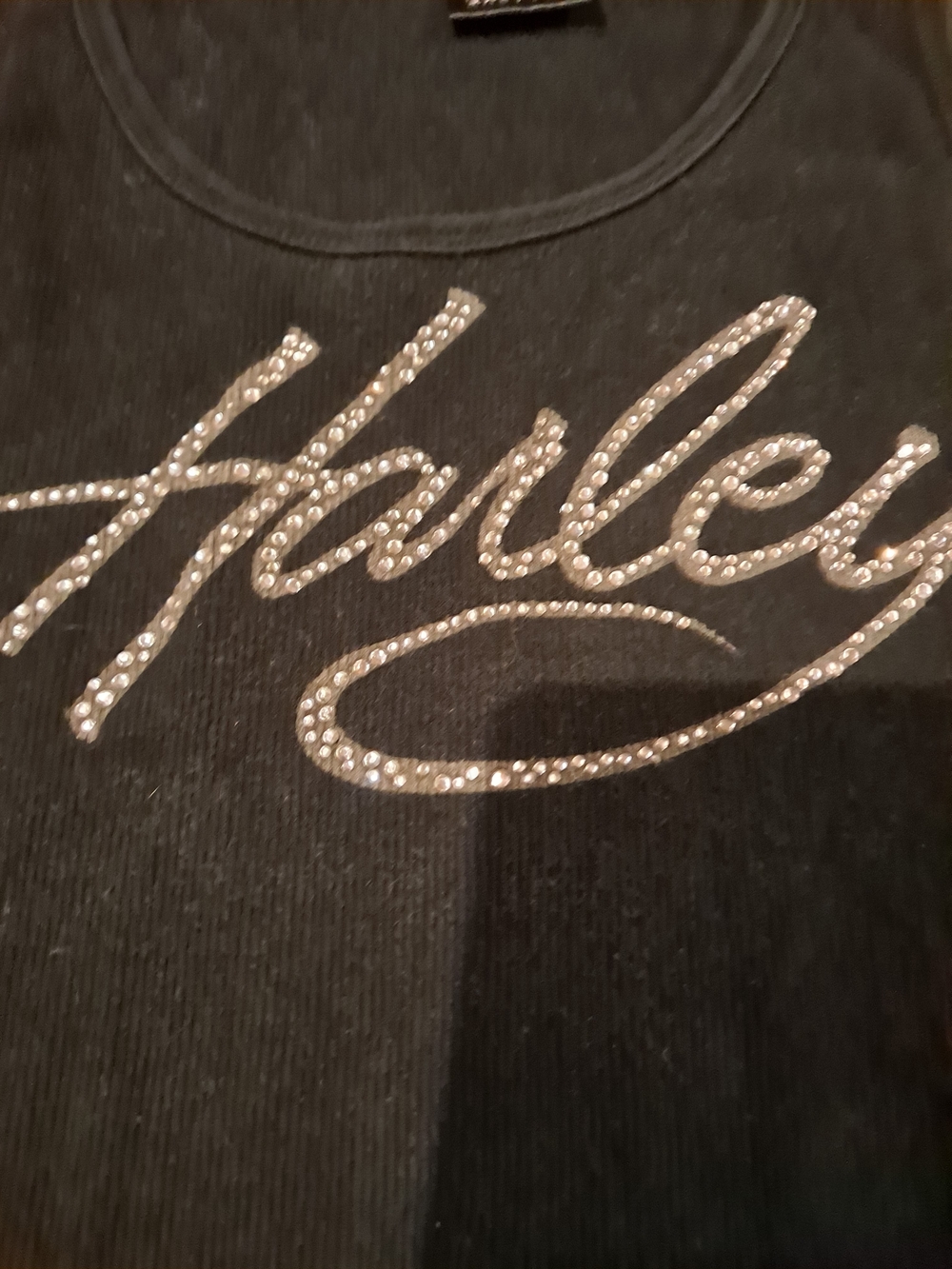 Harley-Davidson Black Tee with Silver Rhinestone Script